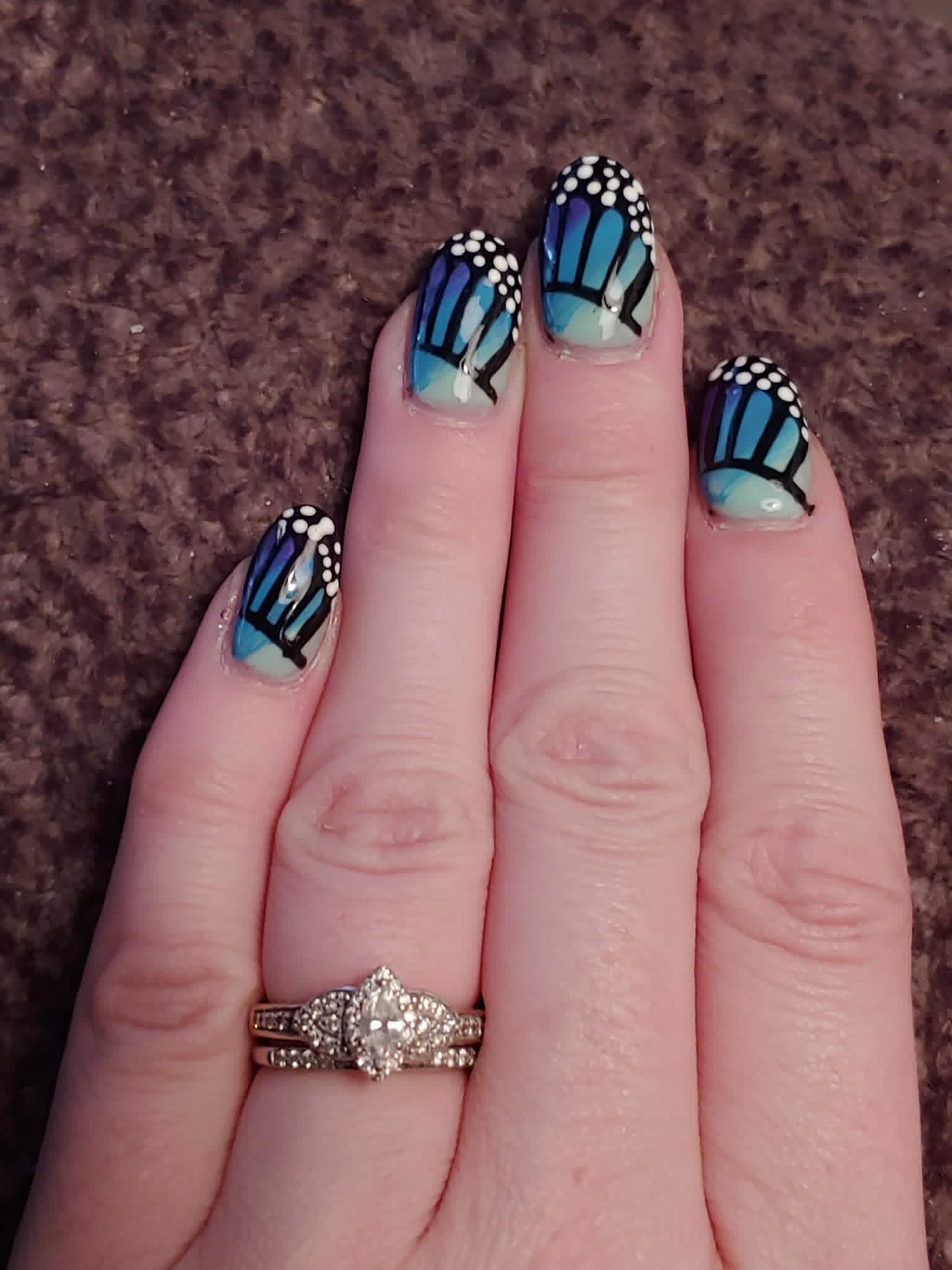 Blue Monarch Wings — Hand-Painted Art