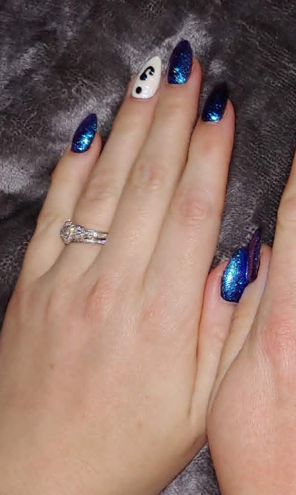 Blue Glitter & Music Notes — Hand-Painted Art